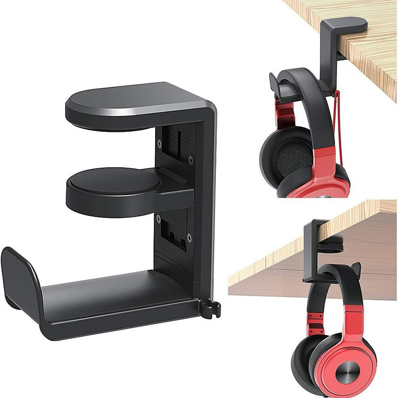 Gaming Setup Desk - ขาตั้งหูฟังสำหรับเล่นเกมบนพีซี ที่แขวนหูฟังพร้อมตัวปรับหมุนได้ 360 องศา ° ขาตั้งโต๊ะแบบหมุนได้พร้อมที่เกี่ยวหูฟัง