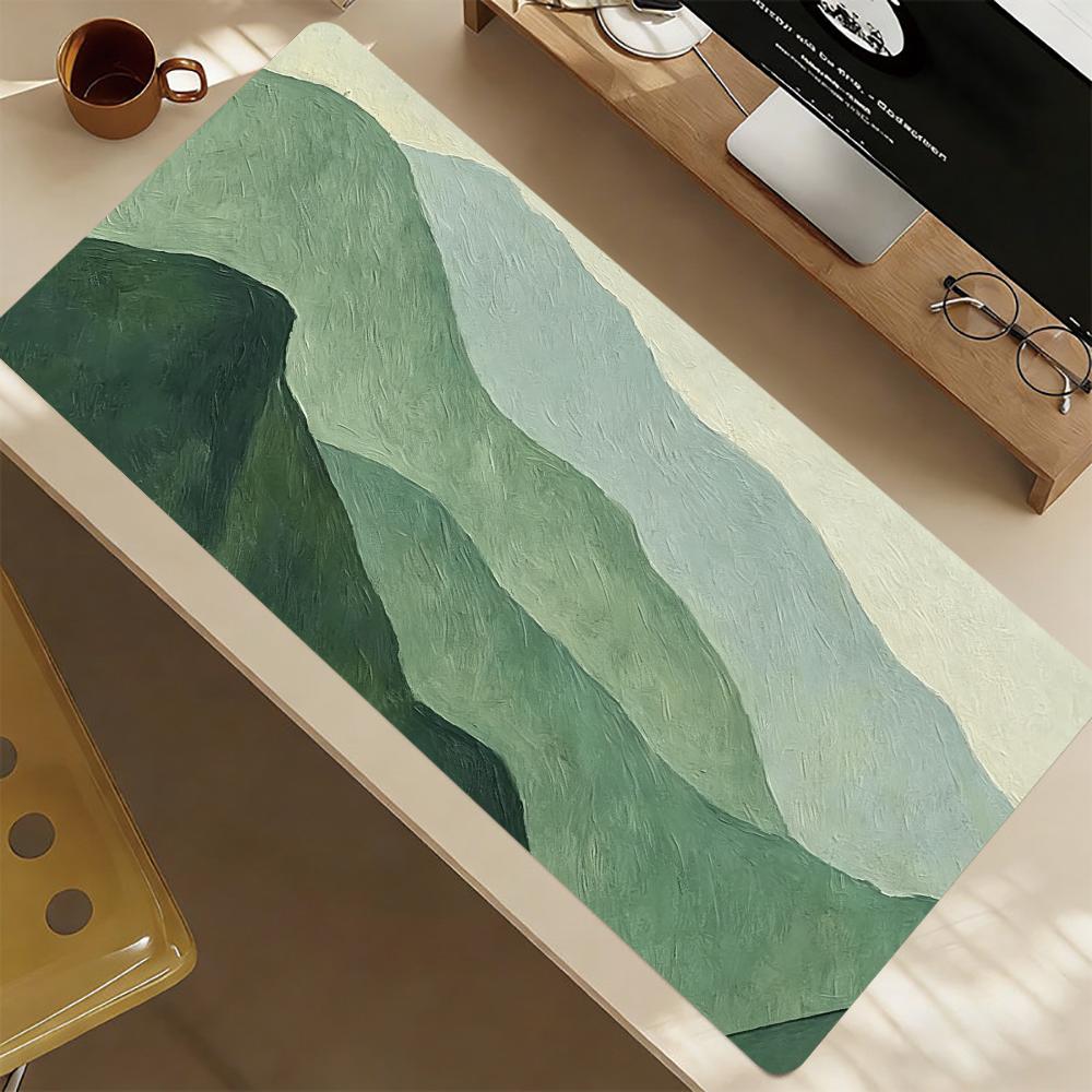 Desk Setup Minimal - แผ่นรองเมาส์ลายภูเขาเขียวมินิมอล แผ่นรองเล่นเกม แผ่นรองเมาส์ ชุดอุปกรณ์เกมมิ่ง แผ่นรองเล่นเกม พรม