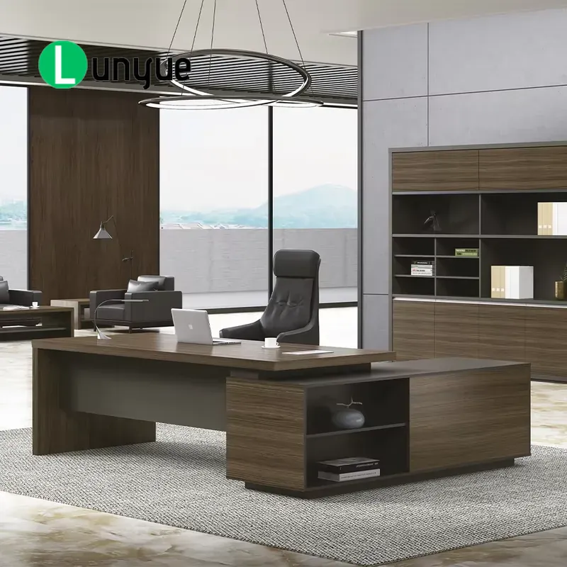 Desk Setup Corner - โต๊ะทำงานผู้บริหารรูปตัว L ทันสมัย ขนาดใหญ่ เฟอร์นิเจอร์สำนักงานหรูหรา สถานีทำงานคอมพิวเตอร์สำหรับธุรกิจที่บ้าน