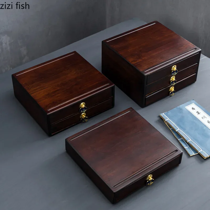 Drawer Organizer Bamboo - เค้กชากล่องเก็บไม้ไผ่ลิ้นชักกล่องเก็บเดสก์ท็อปชาOrganizerกล่องชาพิธีอุปกรณ์เสริมถาดไม้ไผ่ตู้