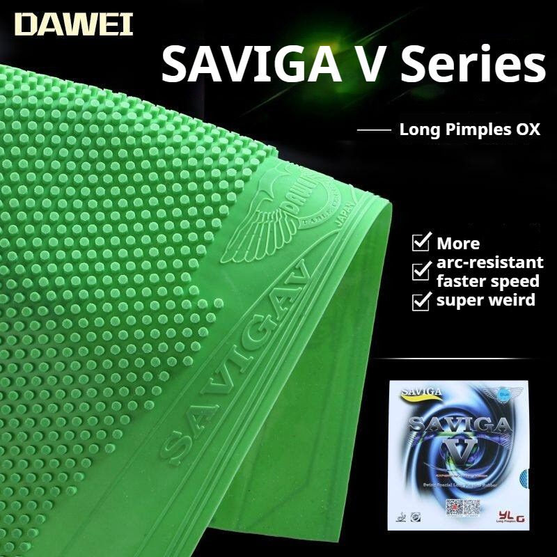 Desk Setup Green - ยางปิงปอง DAWEI SAVIGA V ปุ่มยาวหลากสี OX