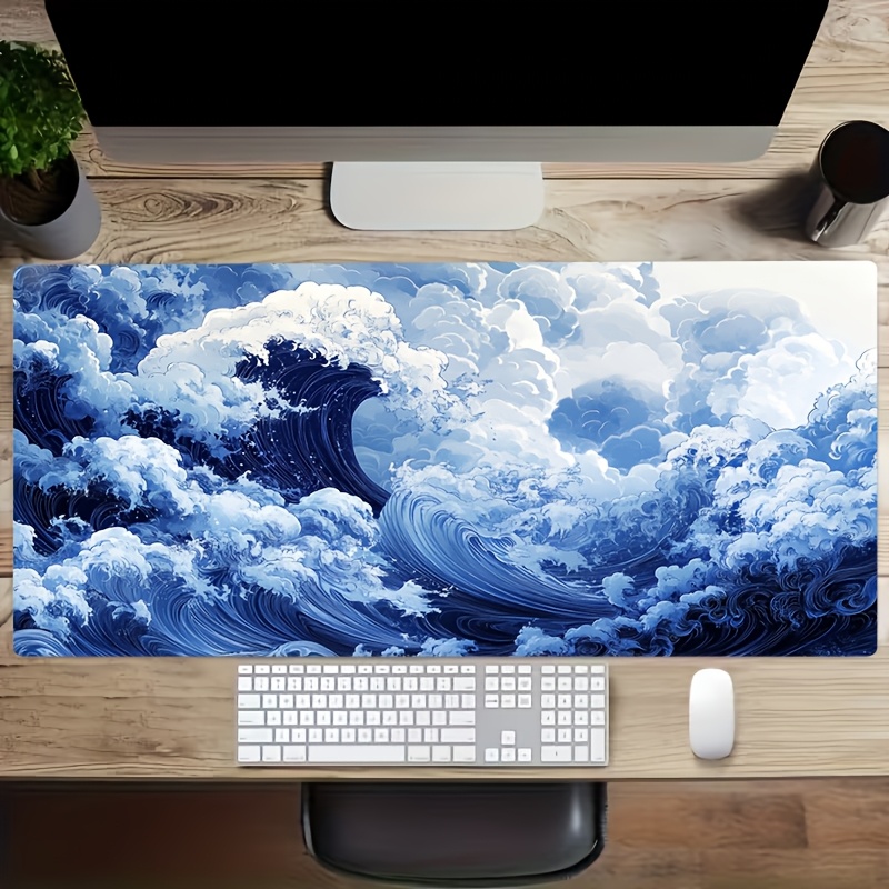 Desk Setup Minimal - แผ่นรองเมาส์สำหรับเล่นเกม ผิวผ้ากันลื่น ฐานยางกันลื่น ใช้ได้กับคอมพิวเตอร์พีซี แล็ปท็อป คีย์บอร์ด