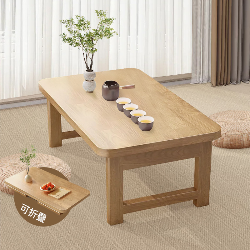 Desk Setup Japan - โต๊ะไม้พับได้ โต๊ะกาแฟสำหรับระเบียงหน้าต่างแบบญี่ปุ่น โต๊ะทำงานคอมพิวเตอร์สำหรับห้องนอน วางของได้หลากหลาย ใช้กับพื้นเสื่อทาทามิ