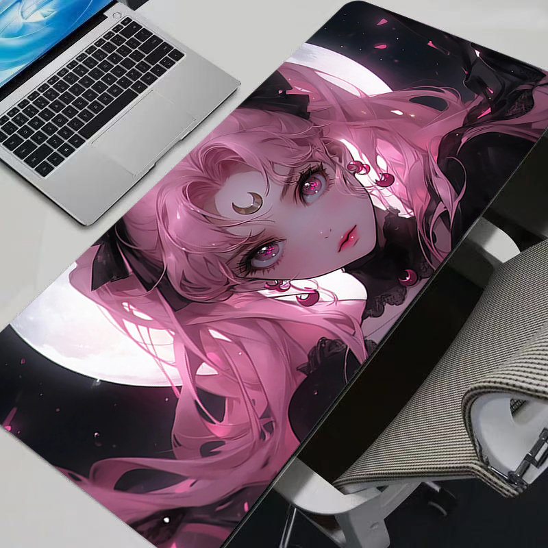 Desk Setup Mat - แผ่นรองเมาส์ S-เซเลอร์มูนอะนิเมะแผ่นรองเมาส์เกมเมอร์คีย์บอร์ดแผ่นรองเมาส์คอมพิวเตอร์พีซียางนุ่มแผ่นรองโต๊ะแผ่นรองเมาส์สำหรับเล่นเกมแผ่นรองเมาส์กันลื่น