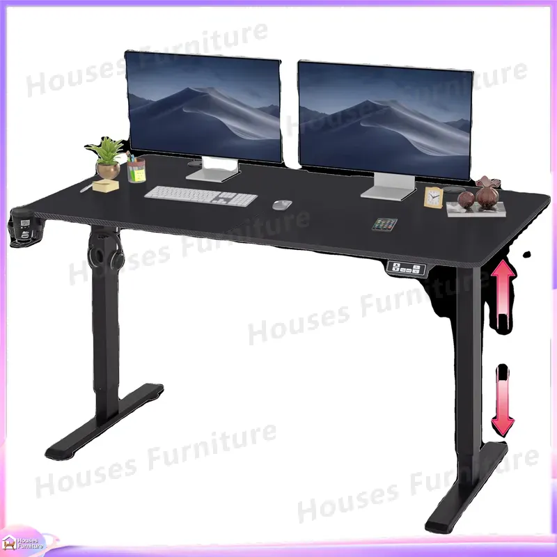 L Shaped Desk Setup - โต๊ะคอมพิวเตอร์เกมมิ่งขนาดใหญ่ พร้อมไฟ RGB LED ปรับระดับความสูงได้ ดีไซน์ตามหลักสรีรศาสตร์