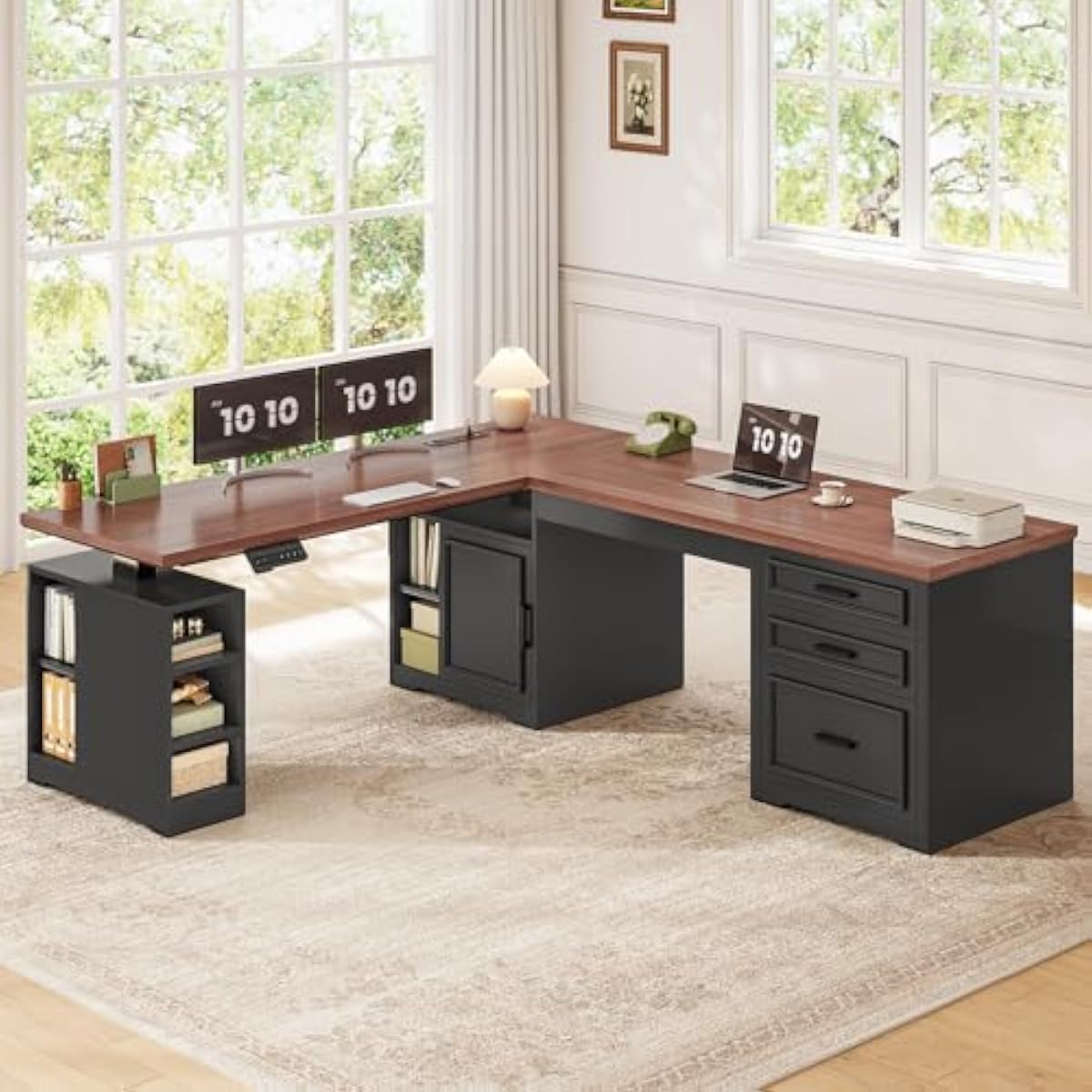 โต๊ะทำงานไฟฟ้าปรับระดับได้รูปต - Desk Setup Corner บทวิจารณ์และราคา