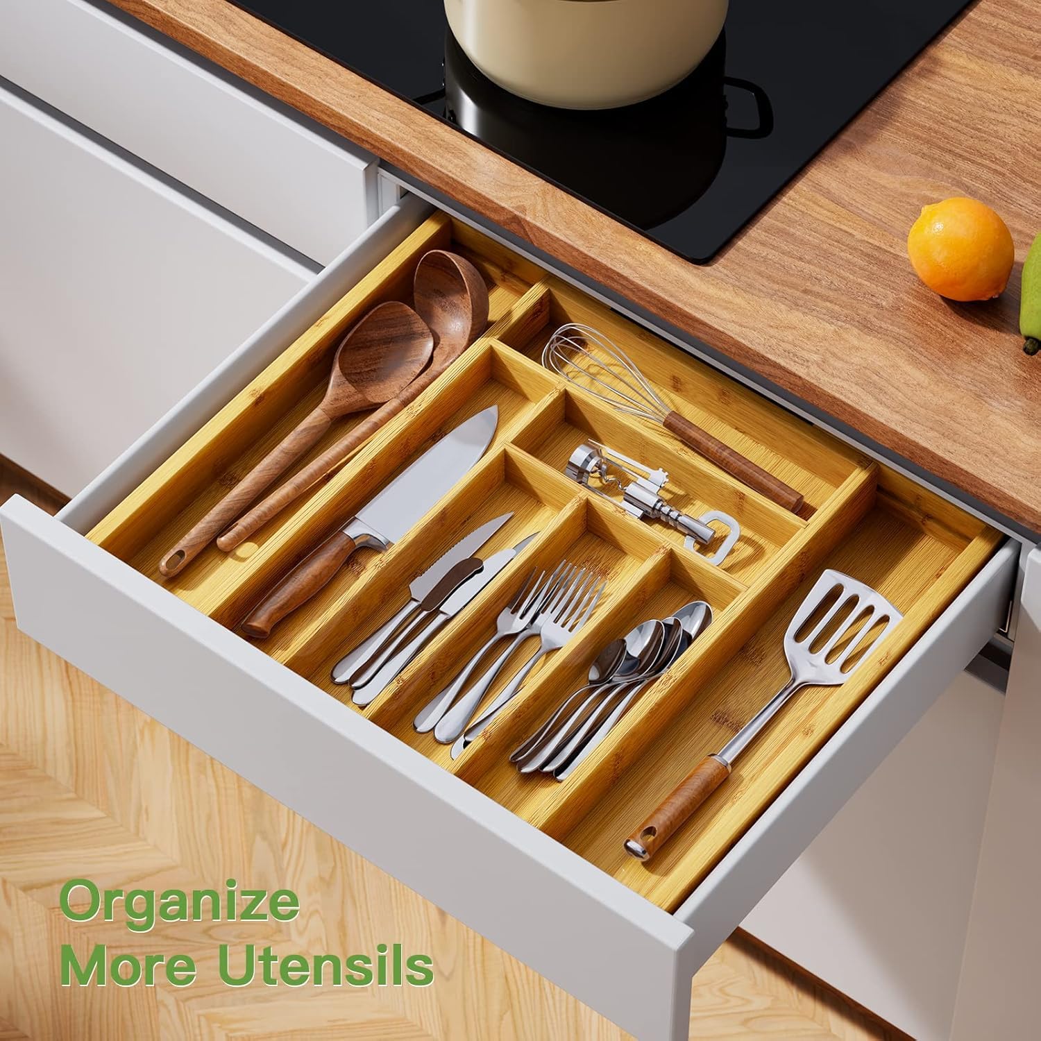 ที่จัดระเบียบลิ้นชักไม้ไผ่ปรับ - Drawer Organizer Bamboo บทวิจารณ์และราคา