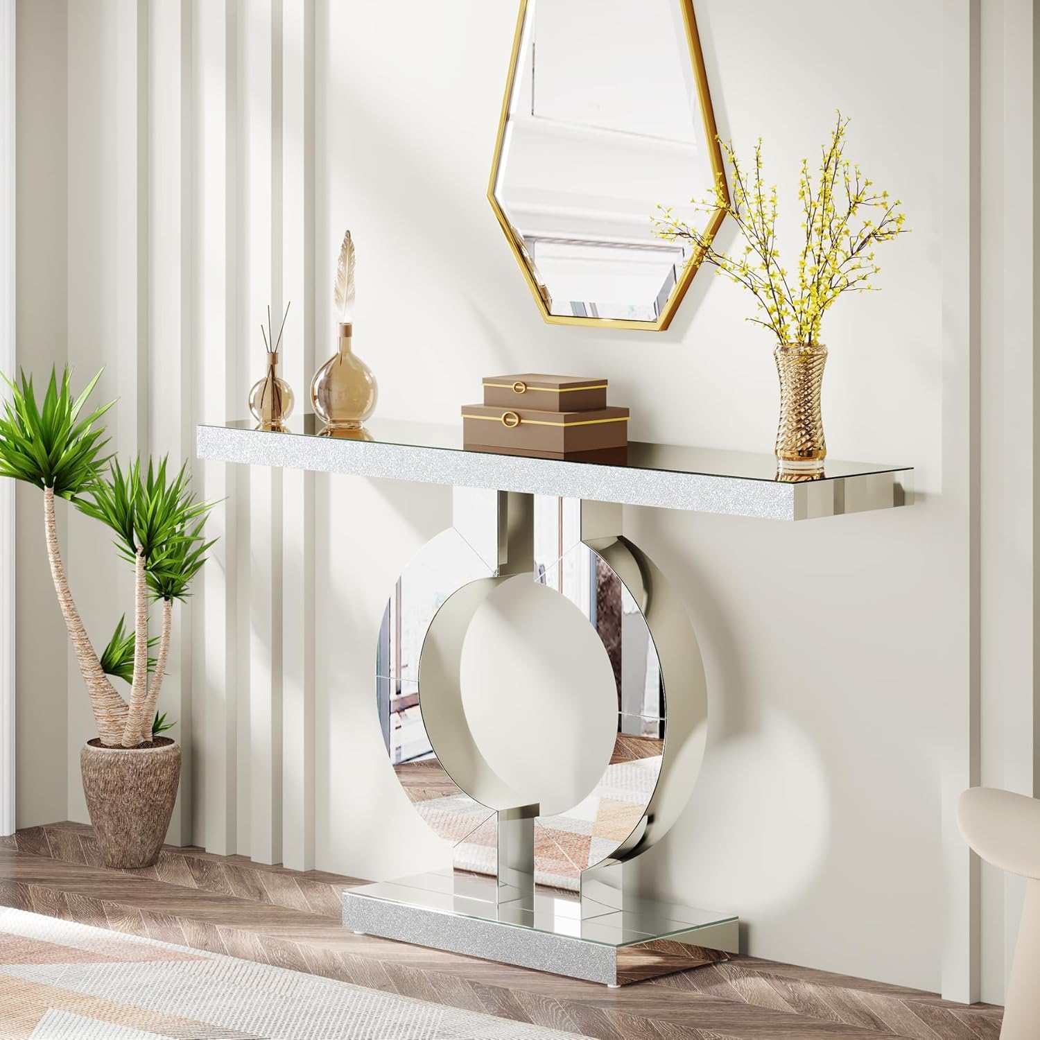 Tribesigns โต๊ะคอนโซลกระจกเงา  - Desk Setup Minimalist บทวิจารณ์และราคา