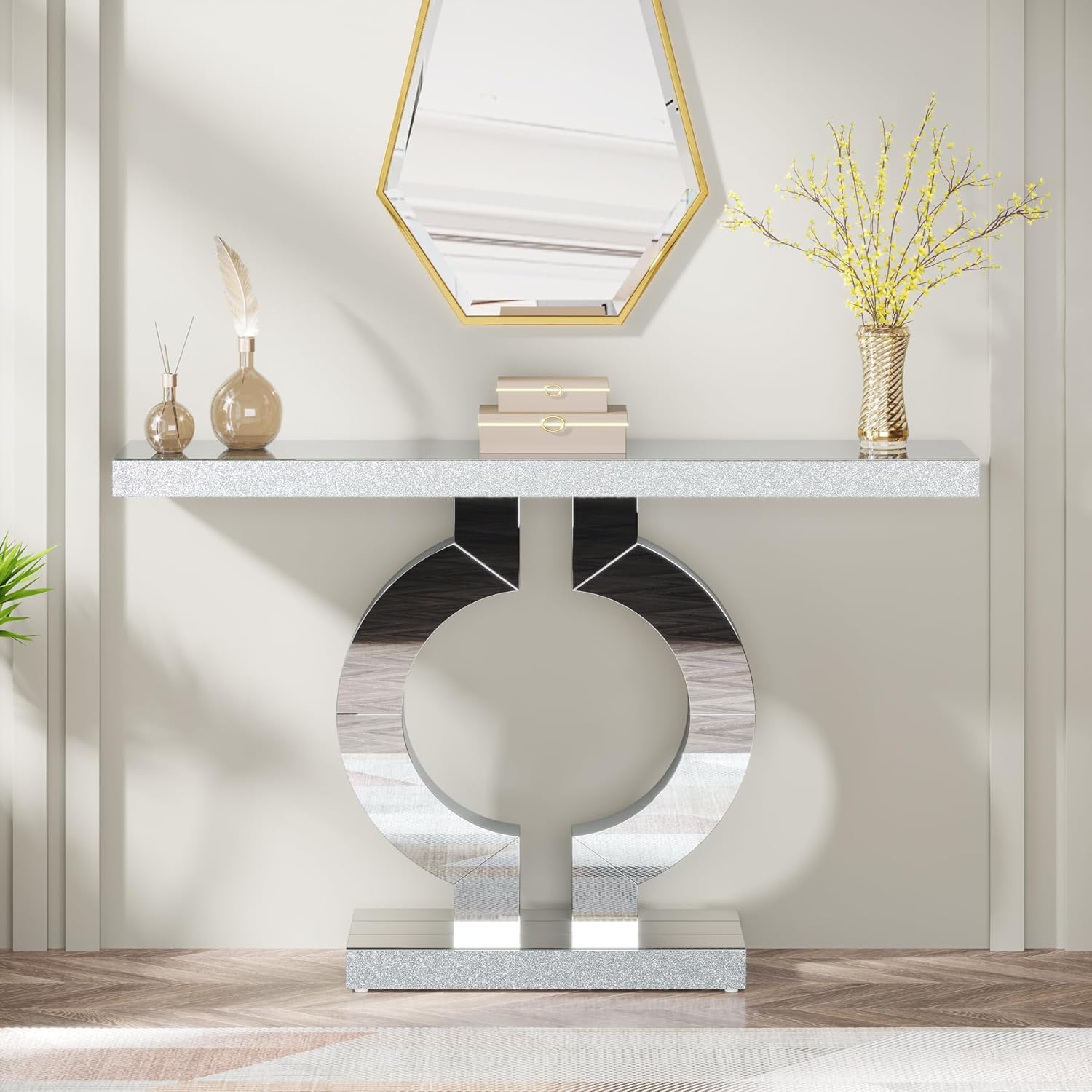 Tribesigns โต๊ะคอนโซลกระจกเงา  - Desk Setup Minimalist บทวิจารณ์และราคา