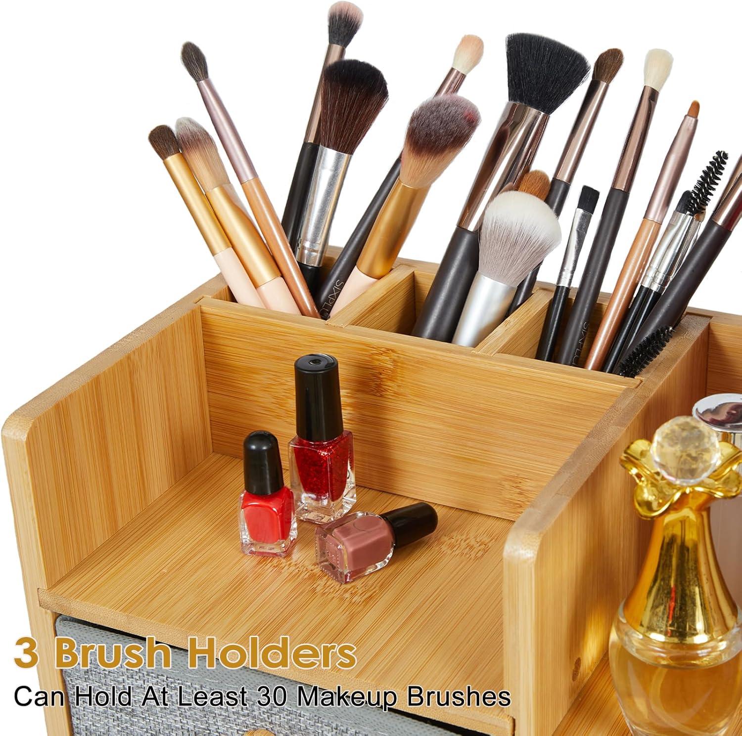 ชั้นวางเครื่องสำอางแบบ 3 ชั้น  - Drawer Organizer Bamboo บทวิจารณ์และราคา