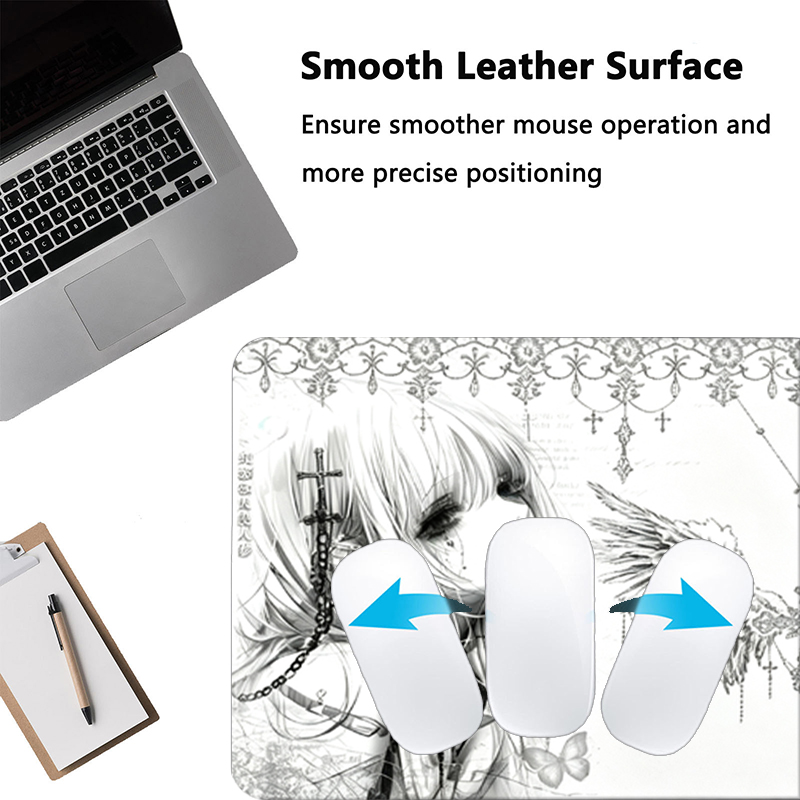 แผ่นรองเมาส์หนังสีดำสีขาวอะนิเ - Desk Setup Mat บทวิจารณ์และราคา