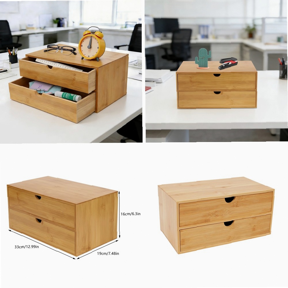 กล่องจัดระเบียบโต๊ะทำงาน 2 ชั้ - Drawer Organizer Bamboo บทวิจารณ์และราคา