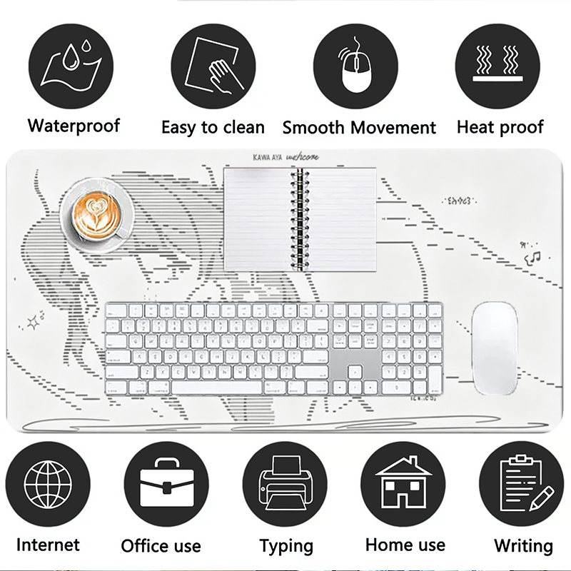 แผ่นรองเมาส์หนังลายการ์ตูนอนิเ - Desk Setup Mat บทวิจารณ์และราคา